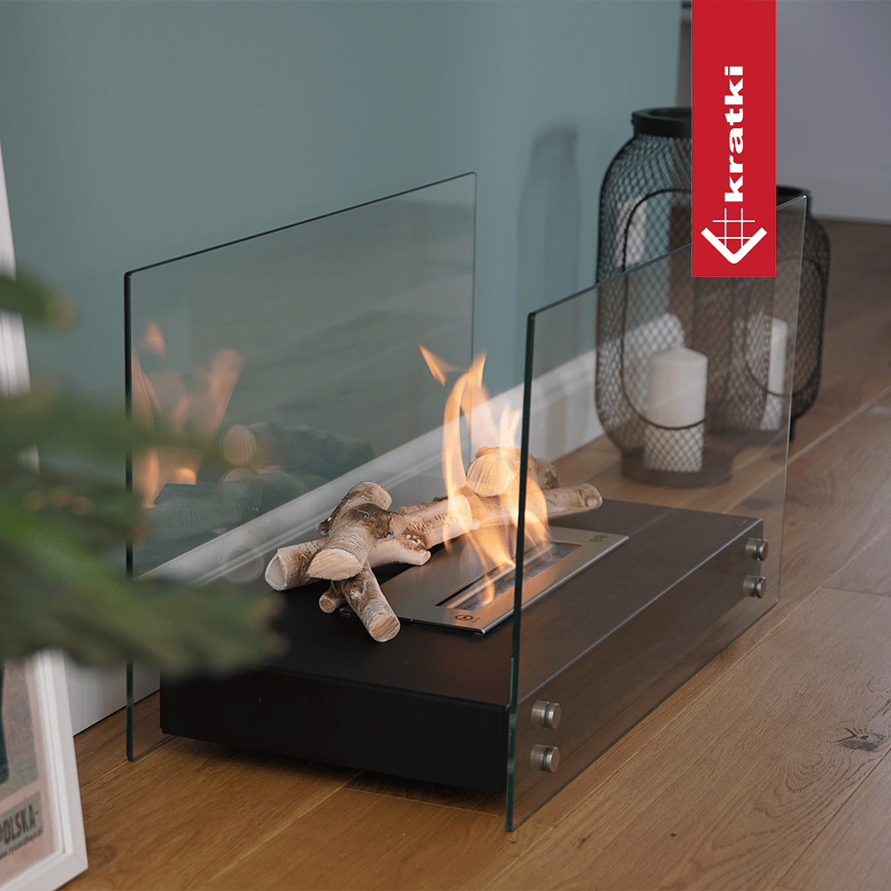 Bio-cheminée sur pied Ethanol noir (certifiée TÜV)